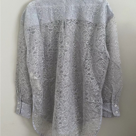 Anthropologie Metallic Lace Buttondown Shirt size Small Petite New With Tags - Picture 5 of 5